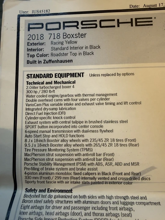 2018 Porsche 718 Boxster - Image 14 of 14