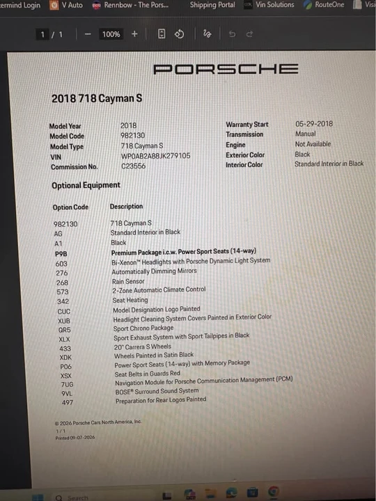 2018 Porsche 718 Cayman - Image 11 of 12
