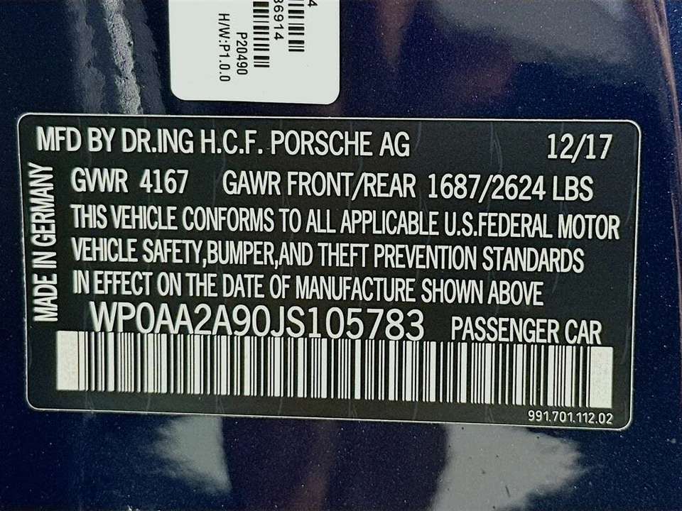 2018 Porsche 991 Carrera - Image 18 of 18