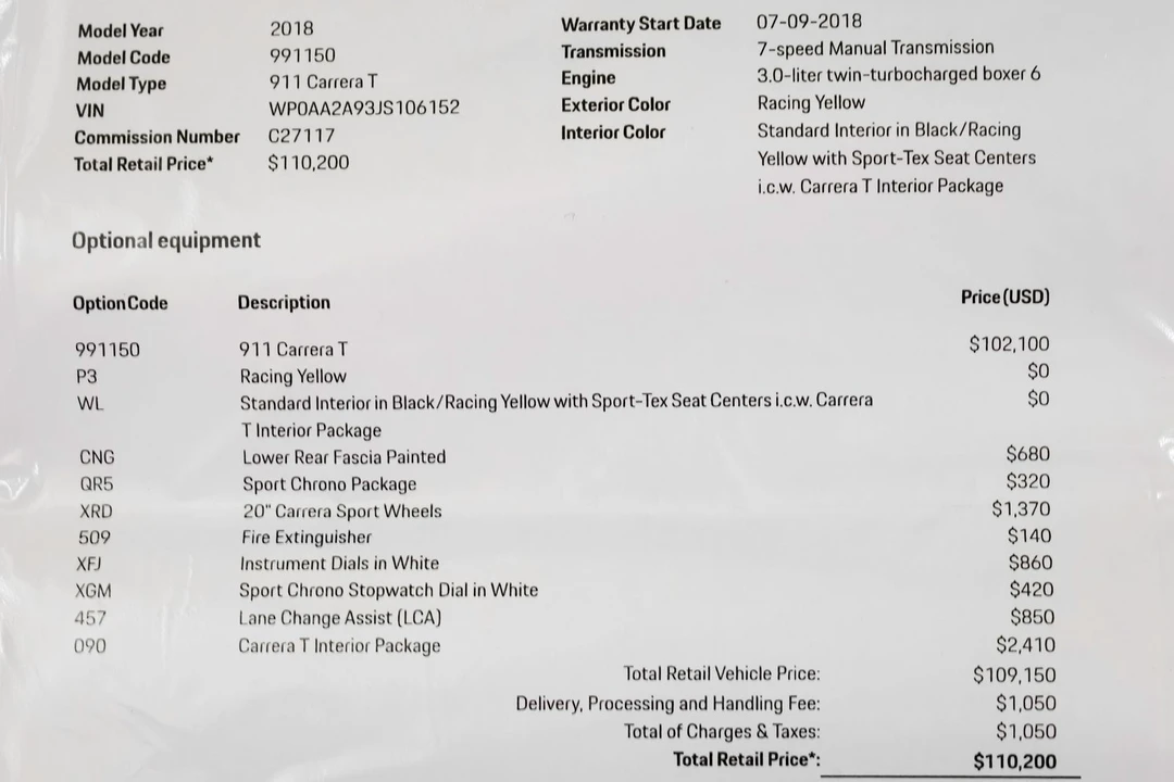 2018 Porsche 991 Carrera T - Image 2 of 31