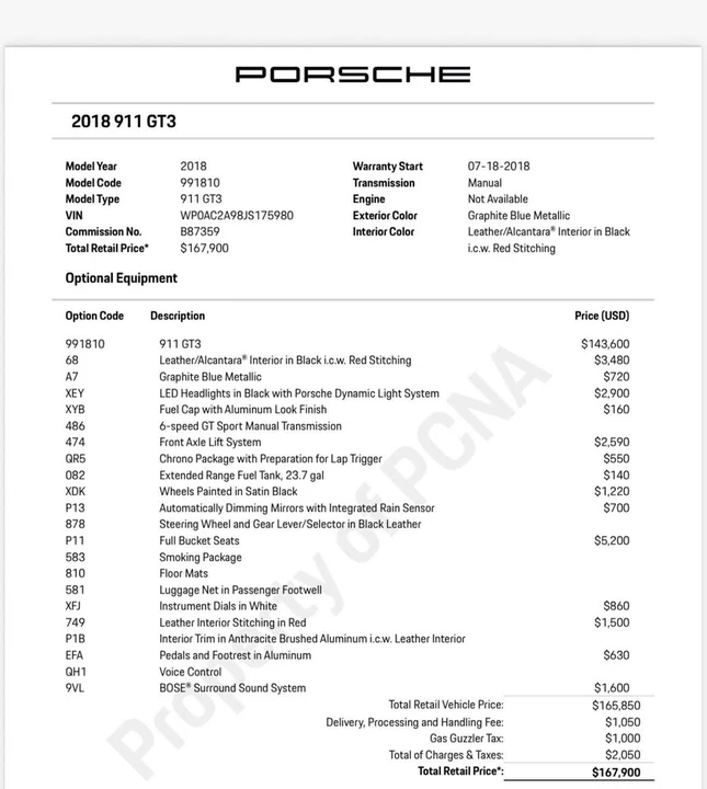 2018 Porsche 991 GT3 - Image 18 of 18