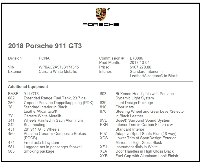 2018 Porsche 991 GT3 - Image 2 of 3