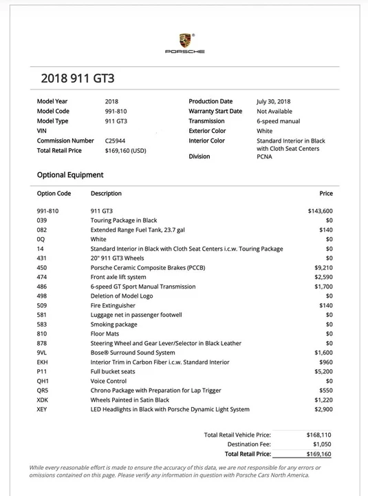 2018 Porsche 991 GT3 - Image 2 of 13