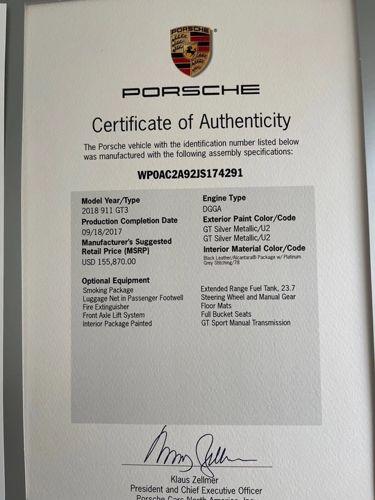 2018 Porsche 991 GT3 - Image 3 of 7