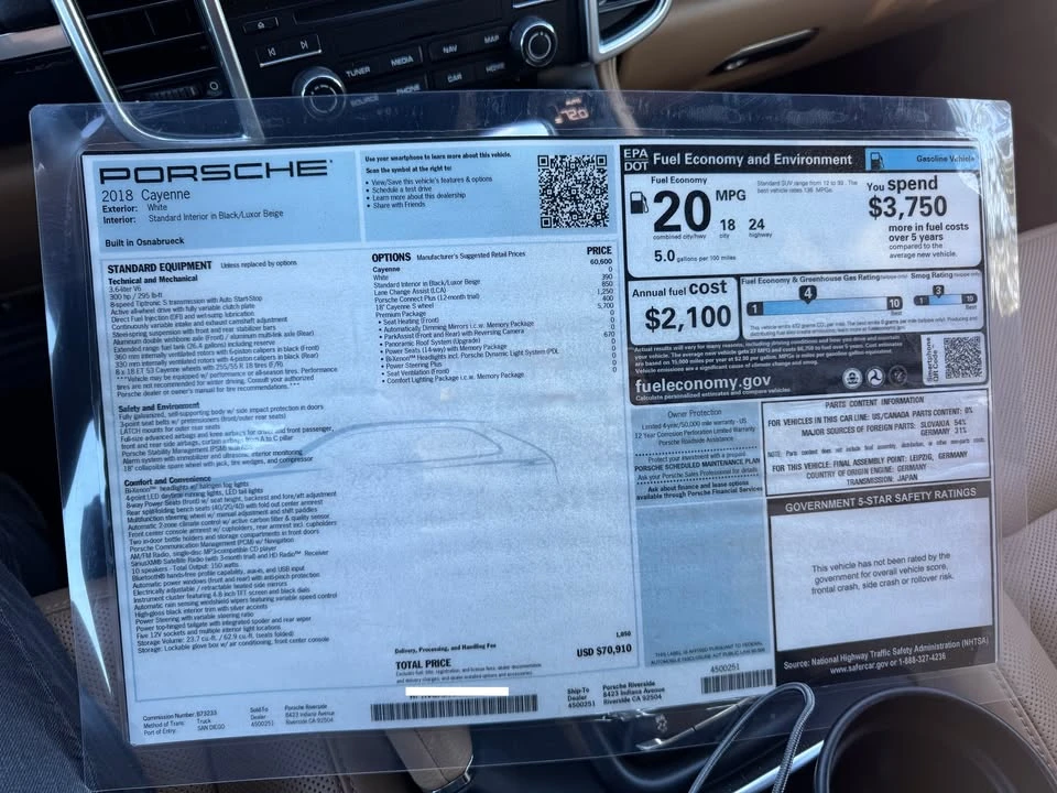 2018 Porsche 958 Cayenne - Image 2 of 16