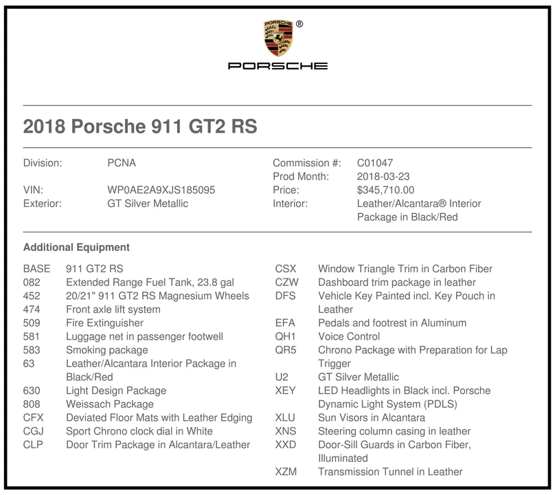 2018 Porsche 991 GT2 RS - Image 12 of 12