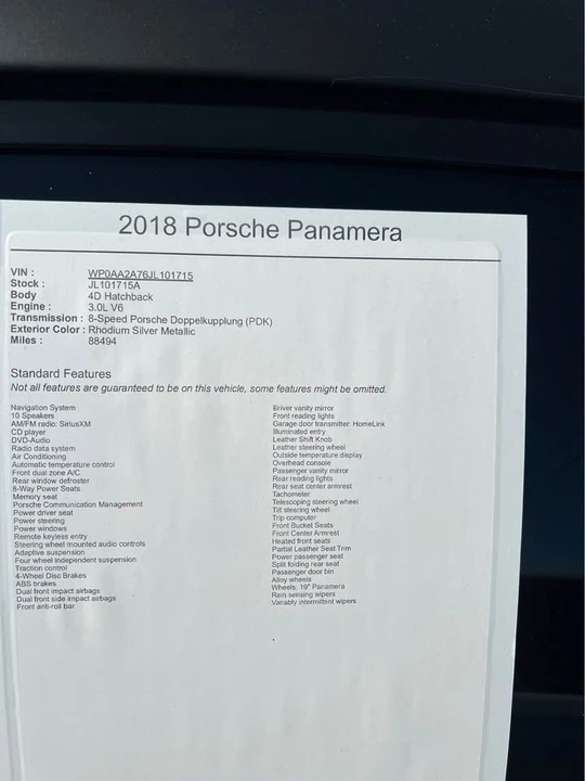 2018 Porsche 971 Panamera - Image 6 of 6