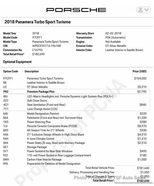 2018 Porsche 971 Panamera - Image 2 of 12