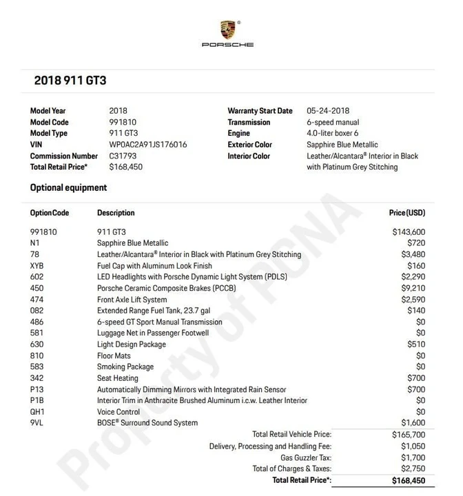 2018 Porsche 991 GT3 - Image 2 of 13