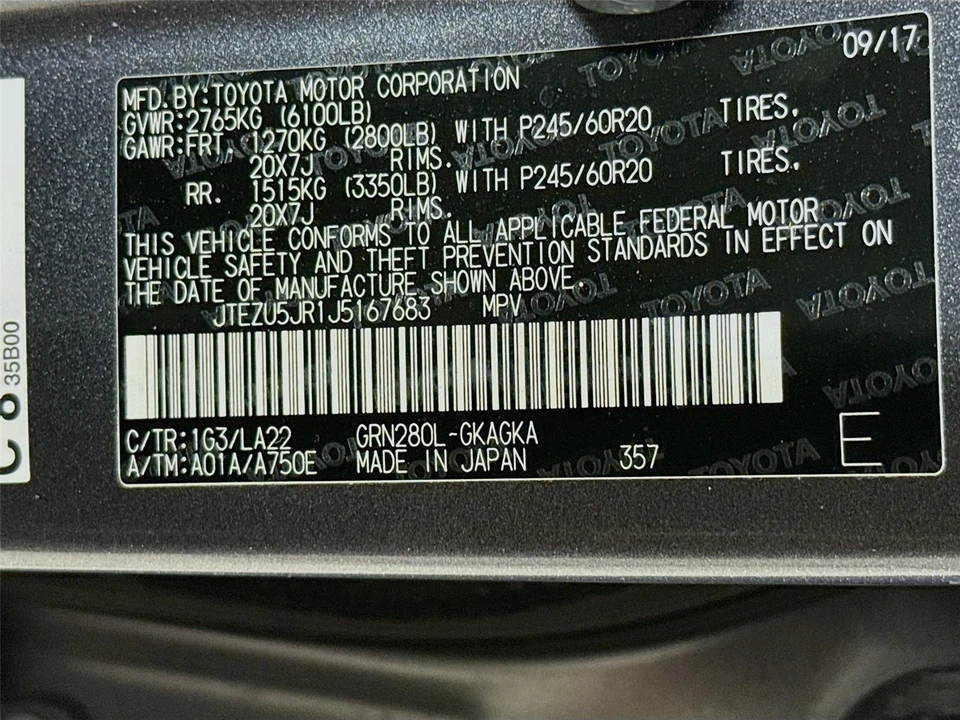 2018 Toyota 4Runner 5th Gen - Image 13 of 13