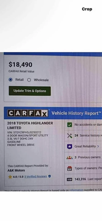 2018 Toyota Highlander - Image 8 of 9