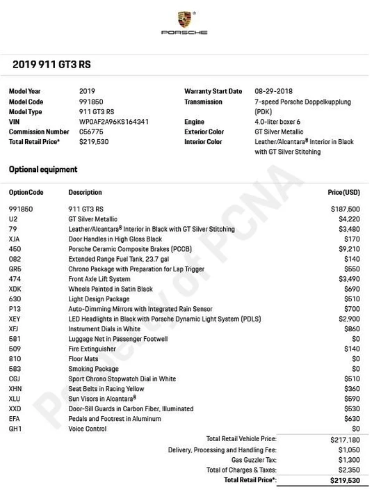 2019 Porsche 991 GT3 RS - Image 2 of 11
