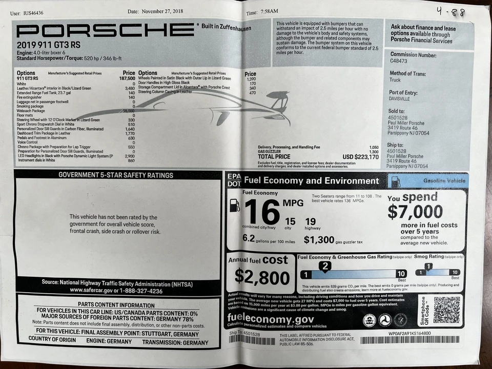 2019 Porsche 991 GT3 RS - Image 27 of 31