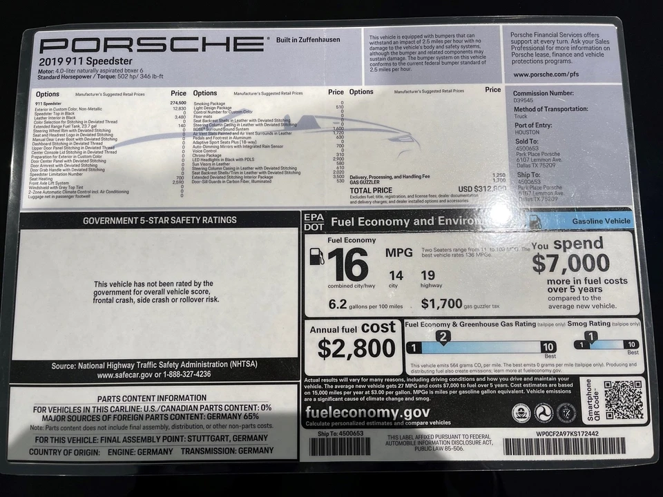 2019 Porsche 991 Speedster - Image 2 of 16