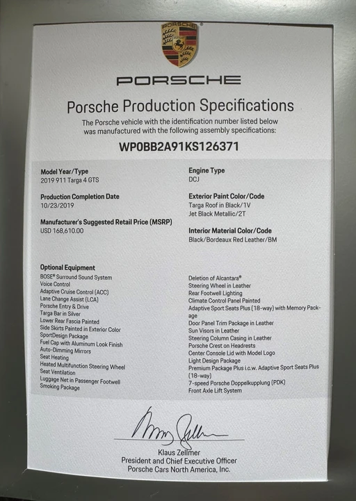 2019 Porsche 991 Targa 4 GTS - Image 26 of 26