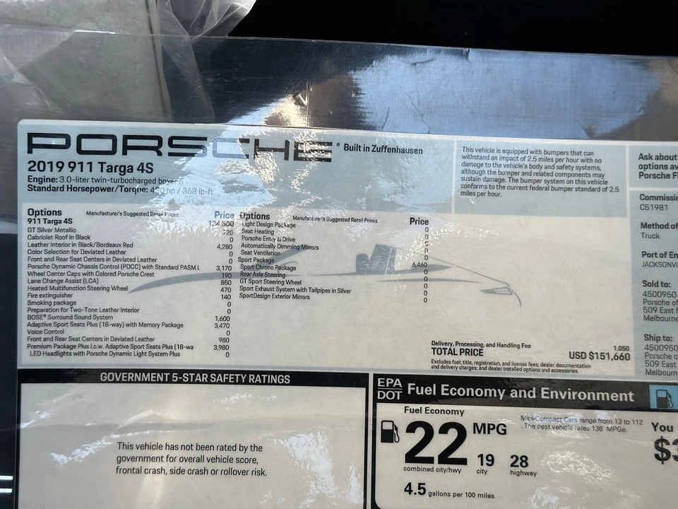 2019 Porsche 991 Targa 4 & 4S - Image 8 of 8