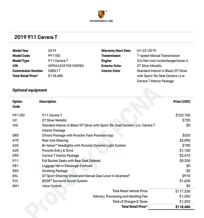 2019 Porsche 991 Carrera T - Image 8 of 11