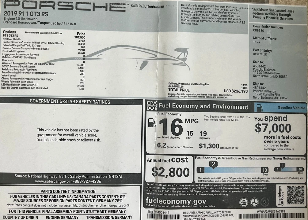 2019 Porsche 991 GT3 RS - Image 21 of 23