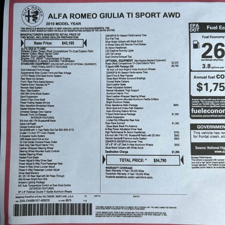 2019 Alfa Romeo Giulia - Image 20 of 20