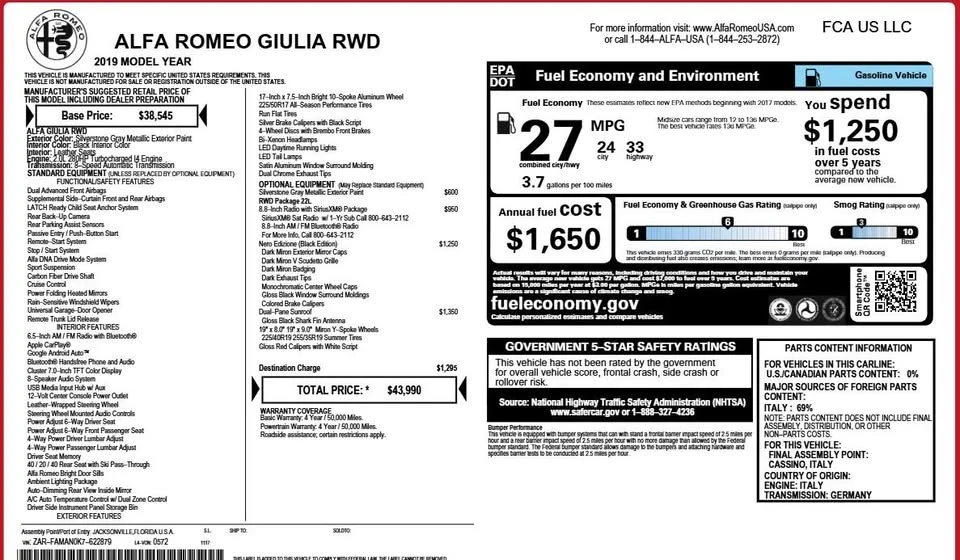 2019 Alfa Romeo Giulia - Image 18 of 19