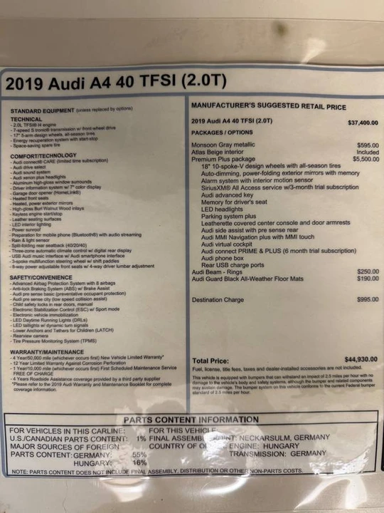 2019 Audi B9 A4 - Image 23 of 23