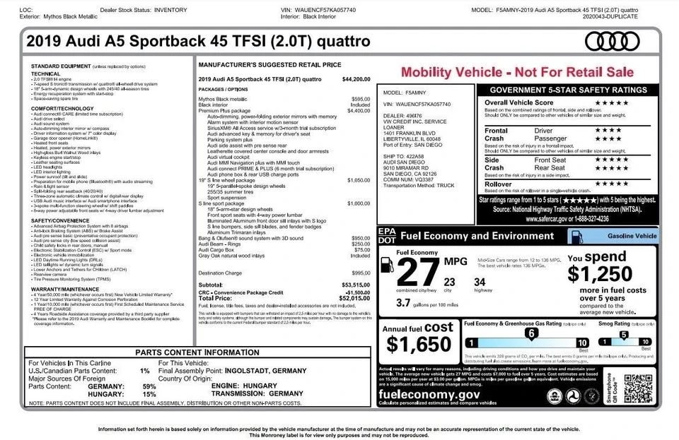 2019 Audi B9 A5 - Image 5 of 20