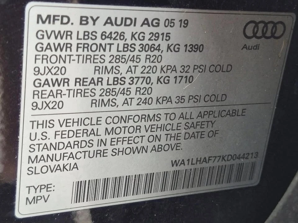 2019 Audi 4M Q7 - Image 2 of 14