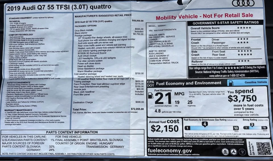 2019 Audi 4M Q7 - Image 15 of 15