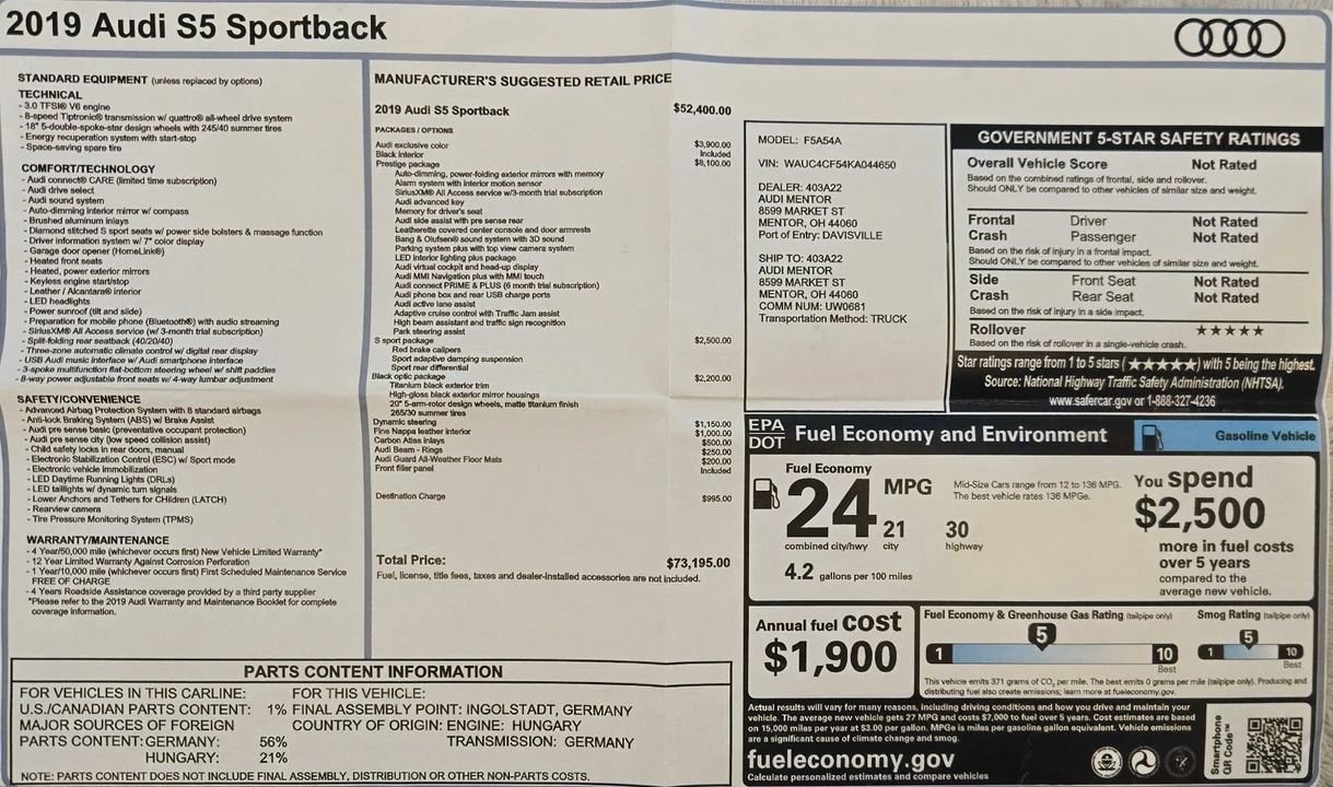 2019 Audi B9 S5 - Image 2 of 21