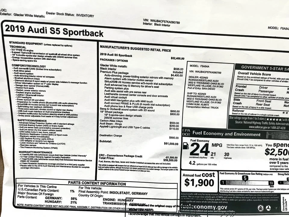 2019 Audi B9 S5 - Image 20 of 20