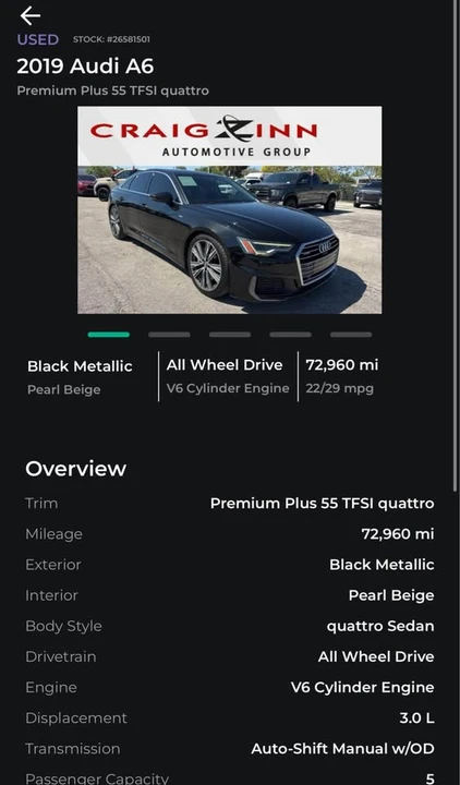 2019 Audi C8 A6 - Image 5 of 5