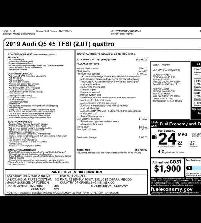 2019 Audi FY Q5 - Image 11 of 11