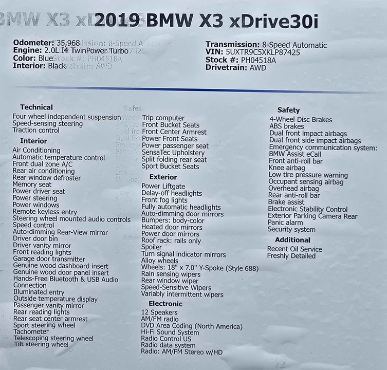 2019 BMW G01 X3 - Image 7 of 11