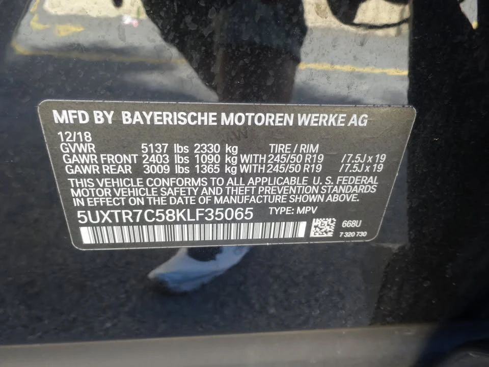 2019 BMW G01 X3 - Image 13 of 20