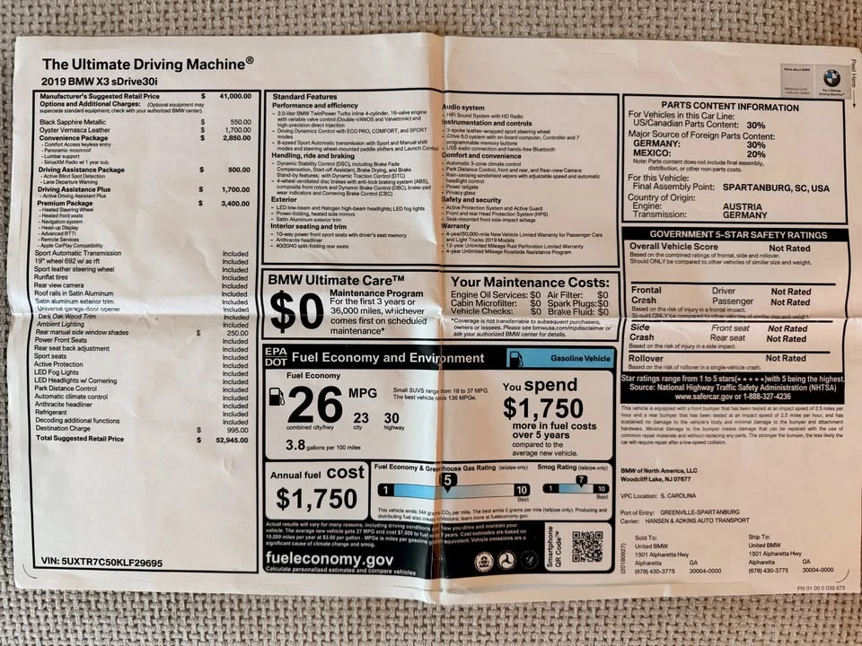 2019 BMW G01 X3 - Image 19 of 19