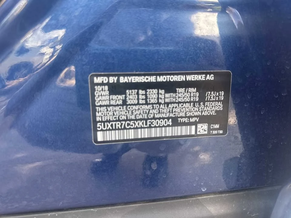 2019 BMW G01 X3 - Image 8 of 9