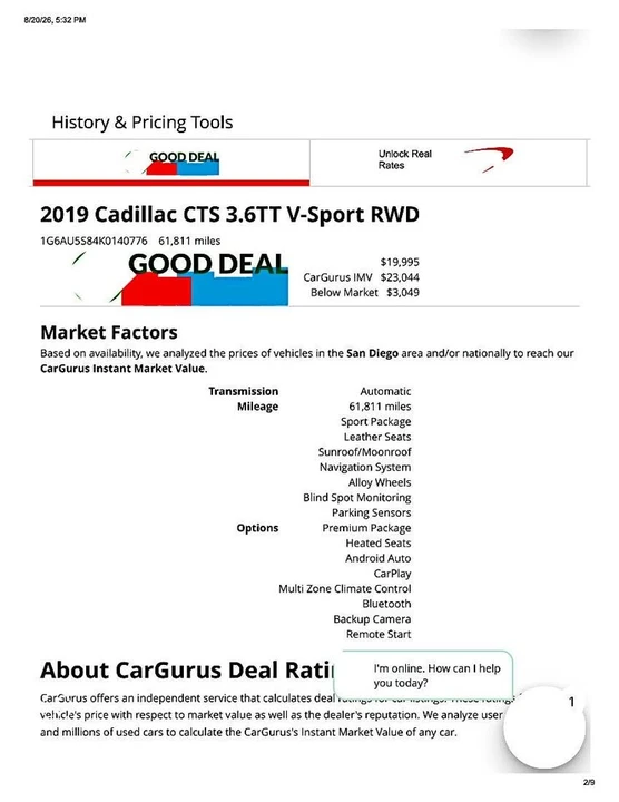 2019 Cadillac CTS 3rd Gen - Image 20 of 20