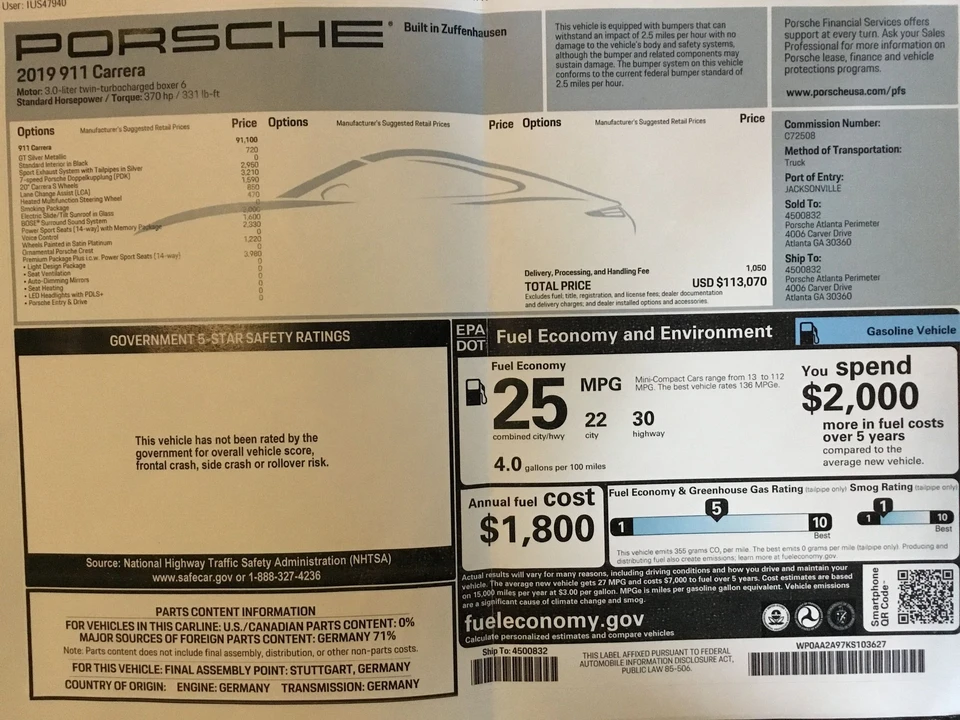 2019 Porsche 991 Carrera - Image 3 of 14