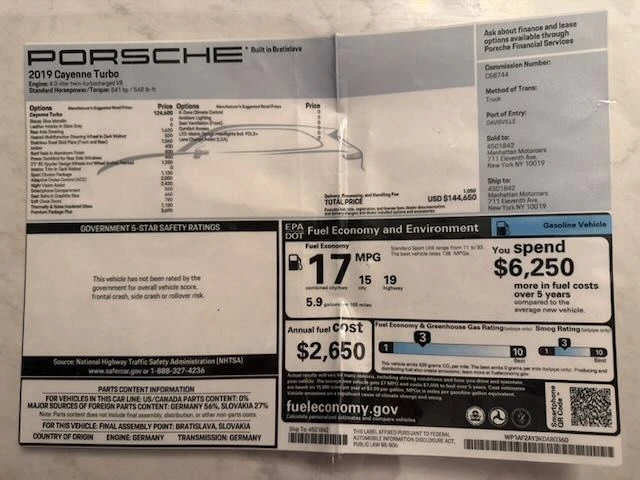 2019 Porsche 9Y0/9Y3 Cayenne Turbo - Image 2 of 21