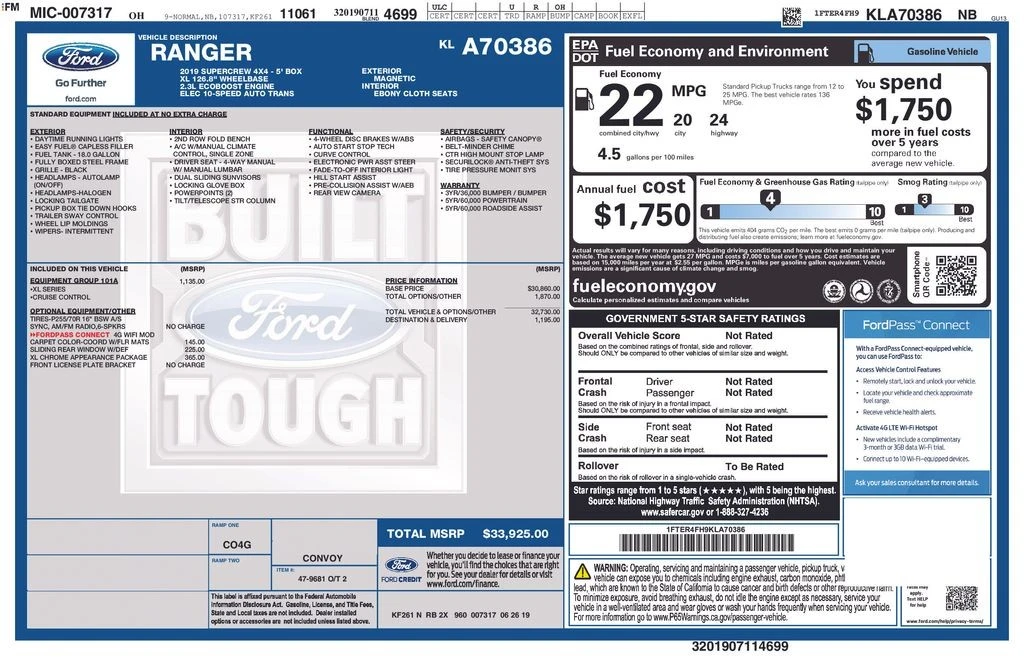 2019 Ford Ranger 4th Gen - Image 7 of 12