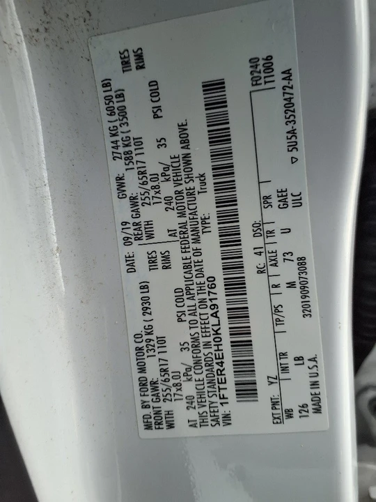 2019 Ford Ranger 4th Gen - Image 11 of 12