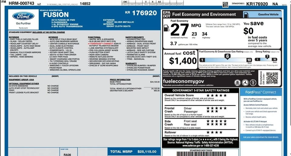 2019 Ford Fusion 2nd Gen - Image 15 of 18