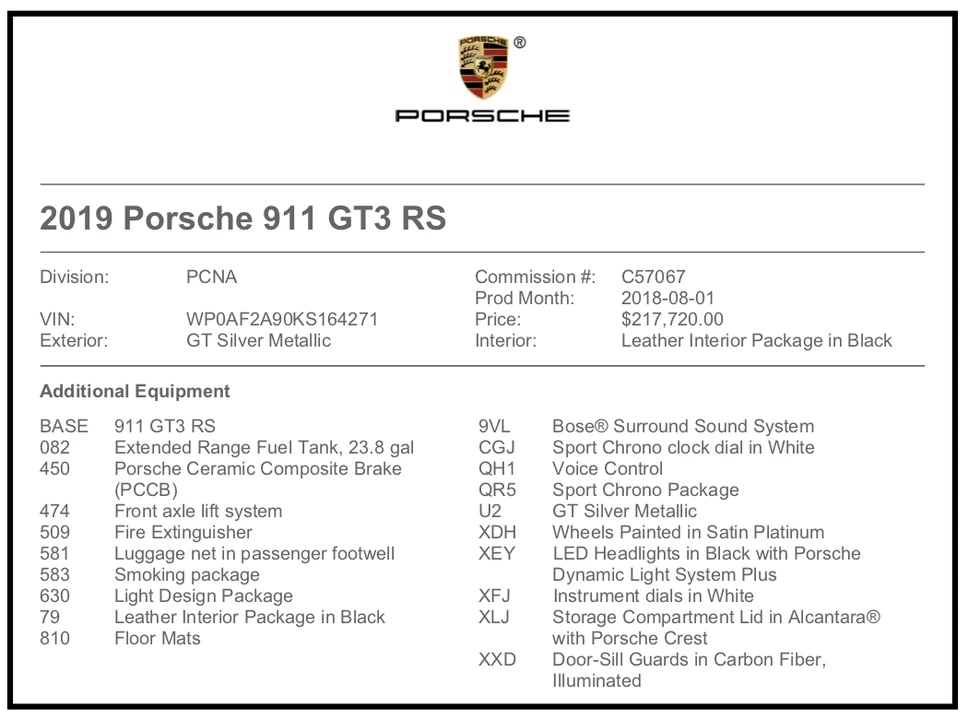 2019 Porsche 991 GT3 RS - Image 5 of 5