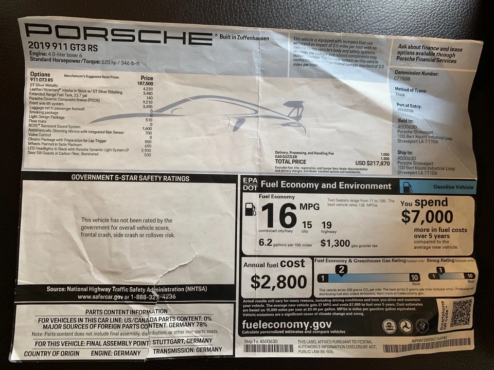 2019 Porsche 991 GT3 RS - Image 13 of 15