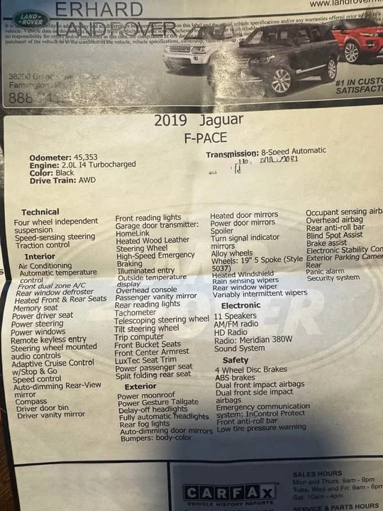 2019 Jaguar F-Pace - Image 10 of 10