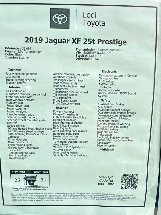 2019 Jaguar X260 XF - Image 8 of 8
