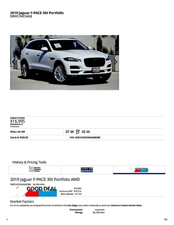 2019 Jaguar F-Pace - Image 19 of 20