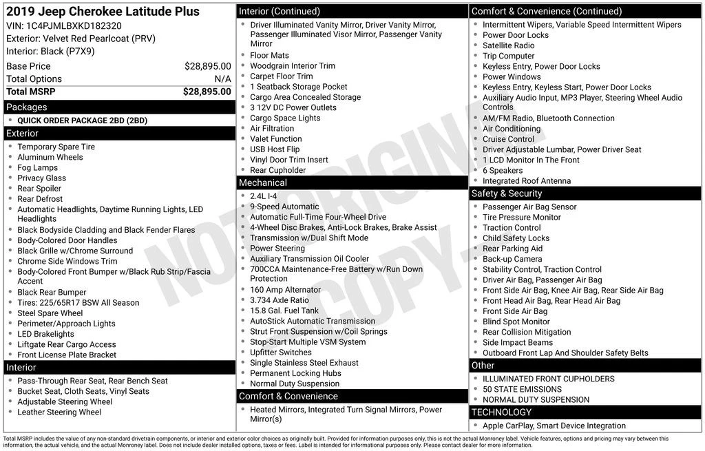2019 Jeep KL Cherokee - Image 6 of 12