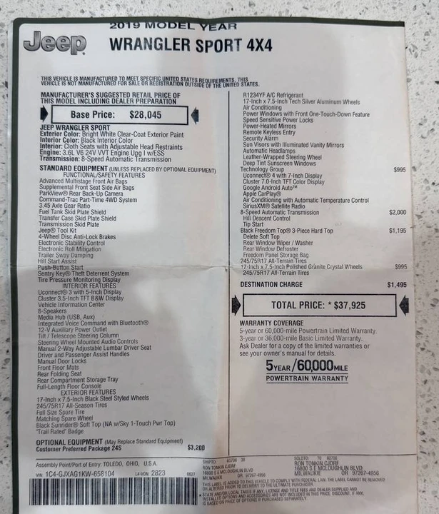 2019 Jeep JL Wrangler - Image 5 of 8