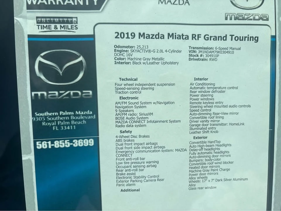 2019 Mazda ND MX-5 Miata - Image 2 of 6